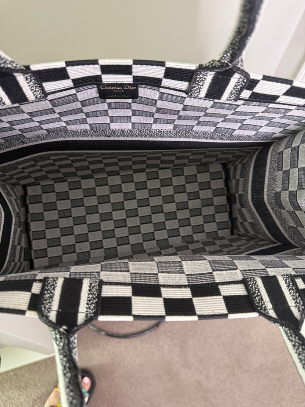 Dior Black and White Checkered Tote Bag - Picture 9 of 12